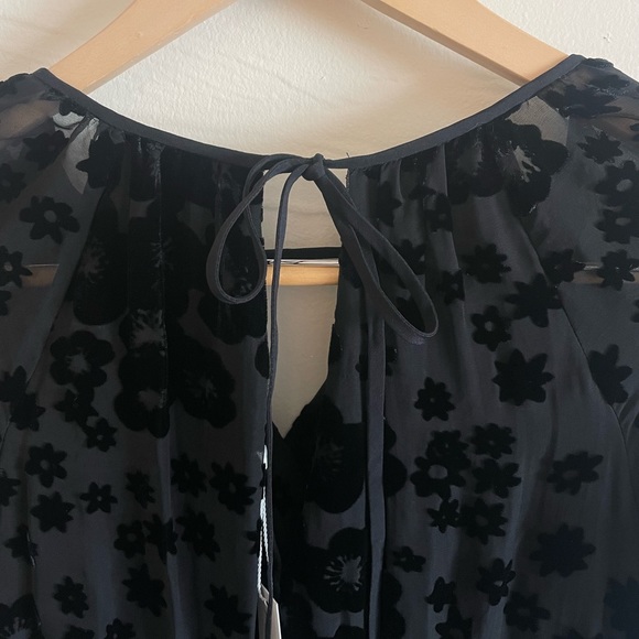 TRINA TURK Black Velvet Sheer Floral Boho Dress - Picture 5 of 10